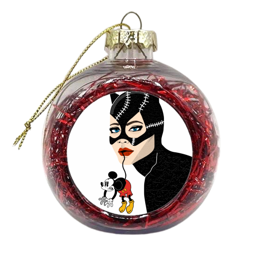 The Cat always catches the mouse! - xmas bauble by ainsley wilson