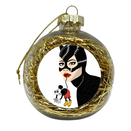 The Cat always catches the mouse! - xmas bauble by ainsley wilson