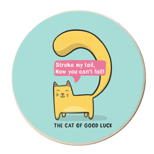 The Cat of Good Luck - personalised beer coaster by Drawn to Cats