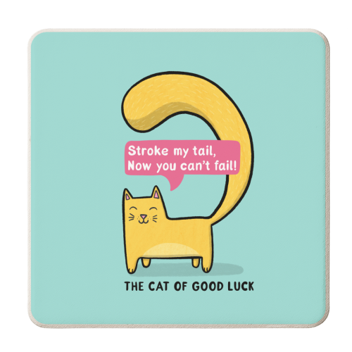 The Cat of Good Luck - personalised beer coaster by Drawn to Cats