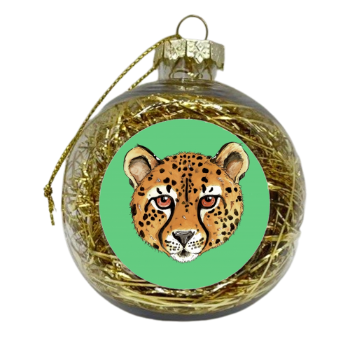 The Cheetah Cat - xmas bauble by Cat Partridge Art