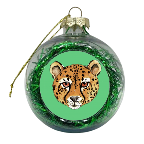 The Cheetah Cat - xmas bauble by Cat Partridge Art