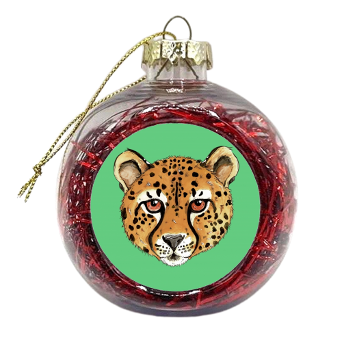 The Cheetah Cat - xmas bauble by Cat Partridge Art