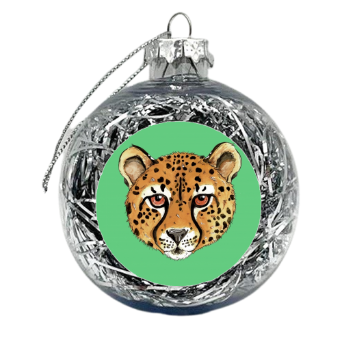 The Cheetah Cat - xmas bauble by Cat Partridge Art