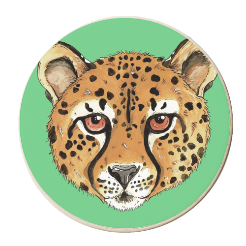 The Cheetah Cat - personalised beer coaster by Cat Partridge Art