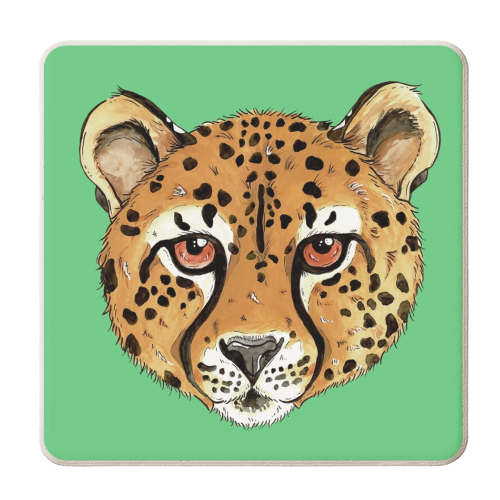 The Cheetah Cat - personalised beer coaster by Cat Partridge Art