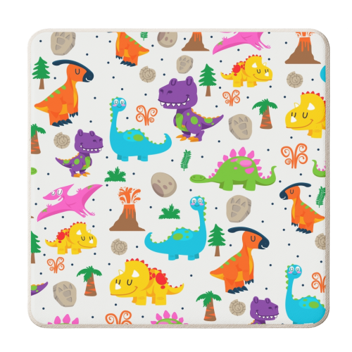 the dino gang - personalised beer coaster by haris kavalla