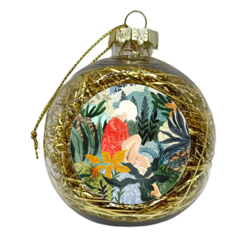 The Distracted Reader | Mindfulness Solo Travel | Bohemian Jungle Botanical Mood | Nature Book Lady - xmas bauble by Uma Prabhakar Gokhale