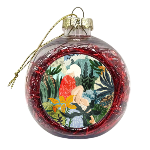The Distracted Reader | Mindfulness Solo Travel | Bohemian Jungle Botanical Mood | Nature Book Lady - xmas bauble by Uma Prabhakar Gokhale