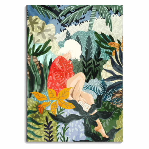 The Distracted Reader | Mindfulness Solo Travel | Bohemian Jungle Botanical Mood | Nature Book Lady - personalised A4, A5, A6 notebook by Uma Prabhakar Gokhale