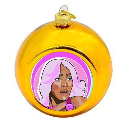 The Doja Cat Collection 2023 - colourful christmas bauble by Catherine Critchley.