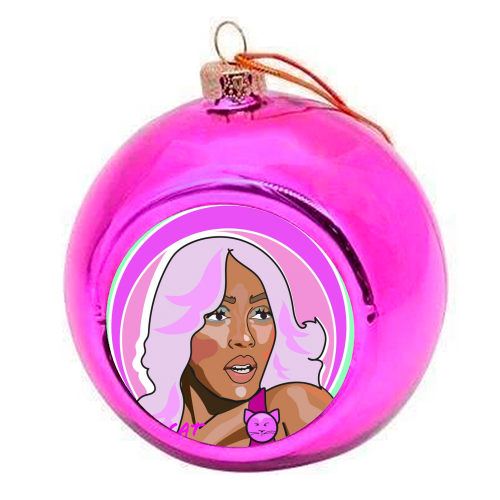 The Doja Cat Collection 2023 - colourful christmas bauble by Catherine Critchley.