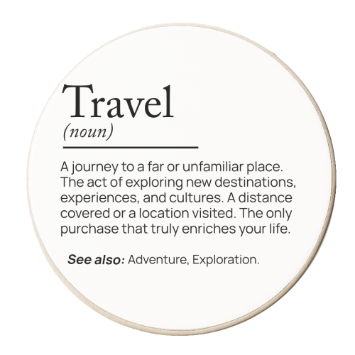 The Essence of Travel - personalised beer coaster by skattia ilie