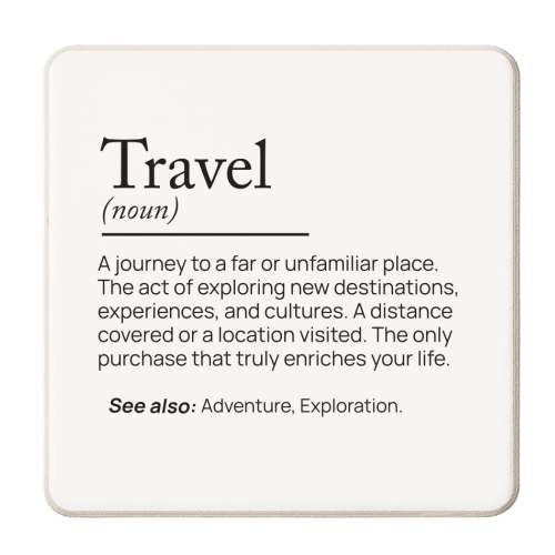 The Essence of Travel - personalised beer coaster by skattia ilie