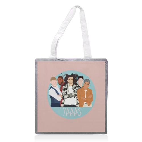 The Fab Five Yaaas Blue - printed canvas tote bag by Cheryl Boland