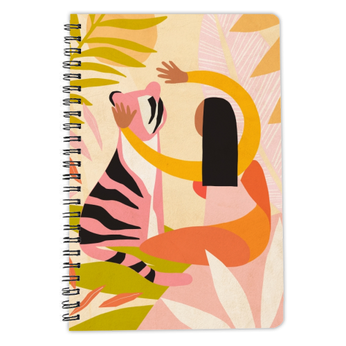 The Fearless Hug - Girl and Tiger #friendship #kindness - personalised A4, A5, A6 notebook by Dominique Vari