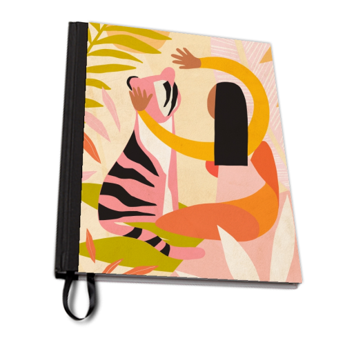 The Fearless Hug - Girl and Tiger #friendship #kindness - personalised A4, A5, A6 notebook by Dominique Vari