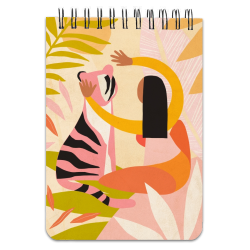 The Fearless Hug - Girl and Tiger #friendship #kindness - personalised A4, A5, A6 notebook by Dominique Vari