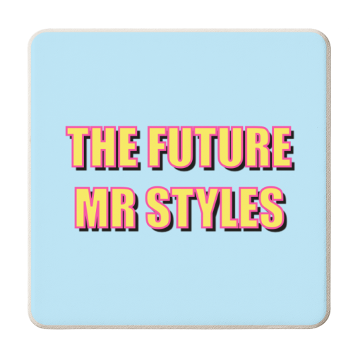 The Future Mr Styles (Bold Typographic Version) - personalised beer coaster by Adam Regester