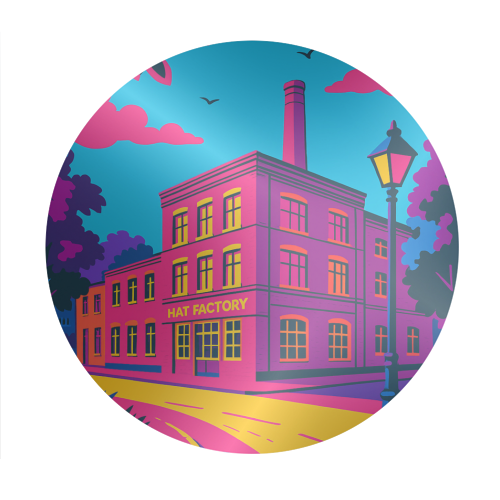 The Hat Factory - Pink - Circle Sticker by Lilly Rose