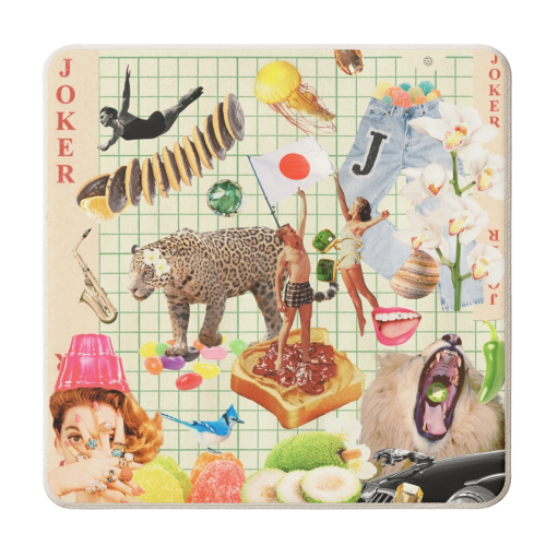 The J Card – Bold, Wild & Retro Collage Art - personalised beer coaster by OhMC! Designs