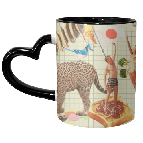 The J Card – Bold, Wild & Retro Collage Art - unique mug by OhMC! Designs