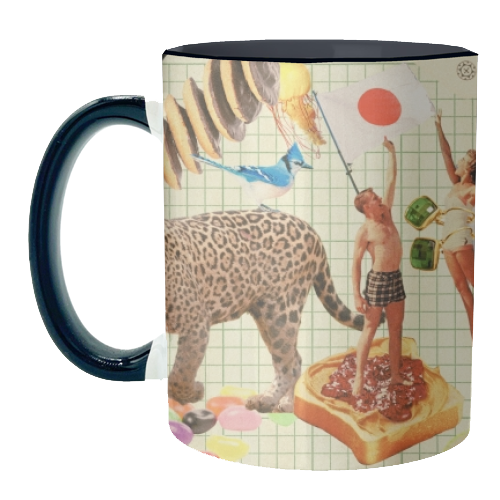 The J Card – Bold, Wild & Retro Collage Art - unique mug by OhMC! Designs