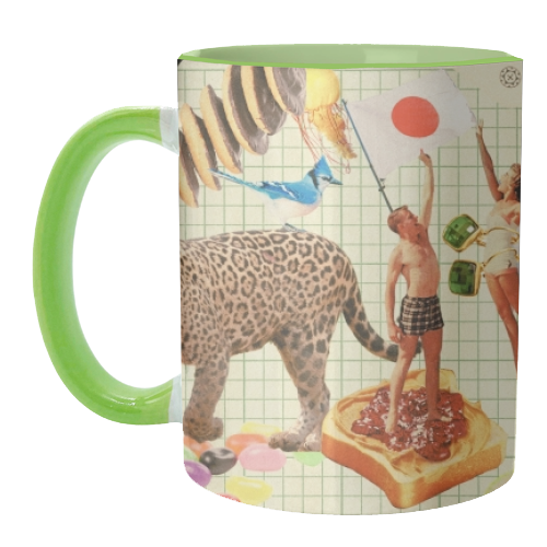The J Card – Bold, Wild & Retro Collage Art - unique mug by OhMC! Designs