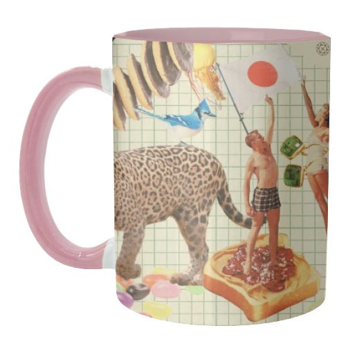 The J Card – Bold, Wild & Retro Collage Art - unique mug by OhMC! Designs