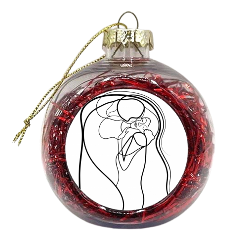 The Kiss Line Art - xmas bauble by Adam Regester