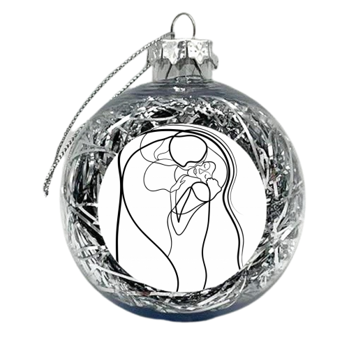 The Kiss Line Art - xmas bauble by Adam Regester