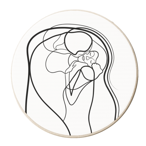 The Kiss Line Art - personalised beer coaster by Adam Regester