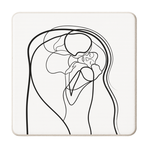 The Kiss Line Art - personalised beer coaster by Adam Regester