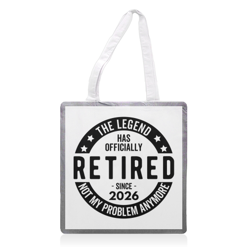 The Legend Has Officially Retired Since 2026 - printed canvas tote bag by timsal shol