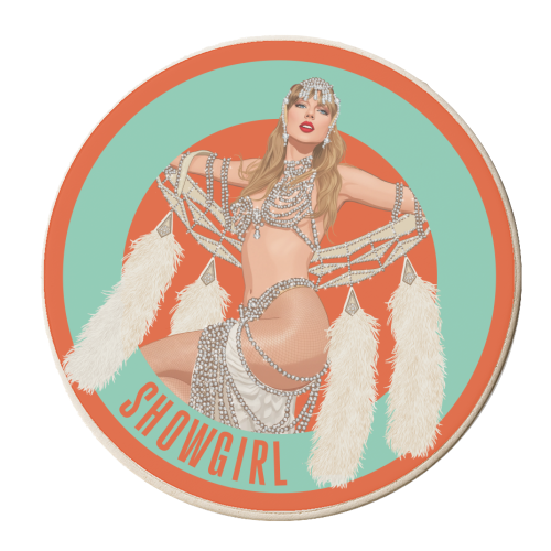 Showgirl - personalised beer coaster by Claire Atwood