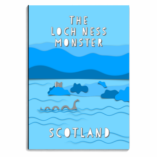 The Loch Ness Monster (Blue Collage) - personalised A4, A5, A6 notebook by Adam Regester