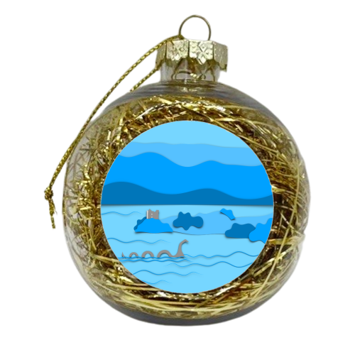 The Loch Ness Monster (Blue Collage) - xmas bauble by Adam Regester