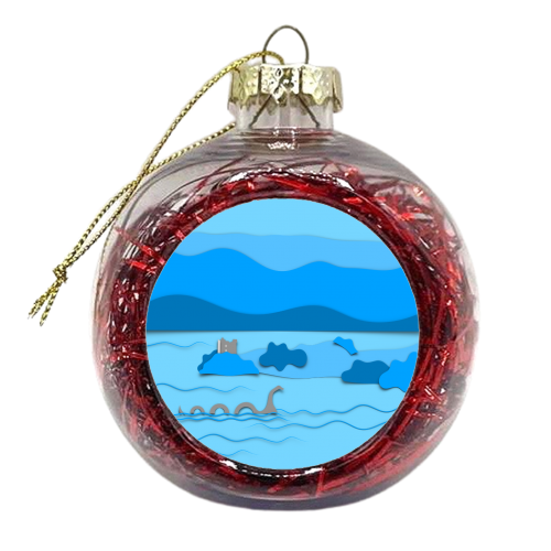 The Loch Ness Monster (Blue Collage) - xmas bauble by Adam Regester
