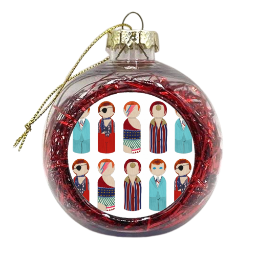 The Many Faces of Bowie - xmas bauble by Sarah Wilkinson