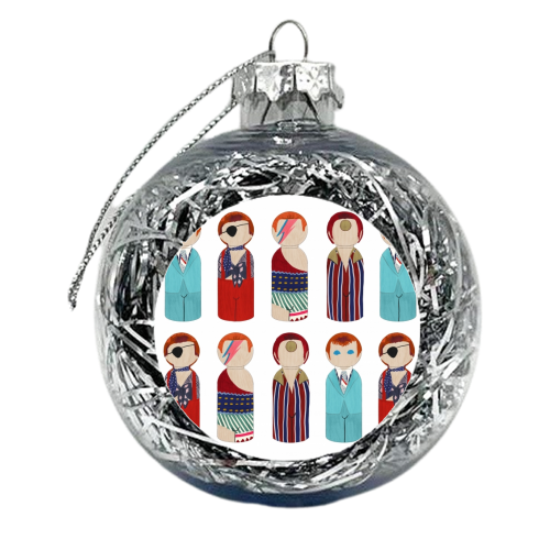 The Many Faces of Bowie - xmas bauble by Sarah Wilkinson