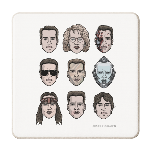 The many faces of Schwarzenegger - personalised beer coaster by Dale Cullinane