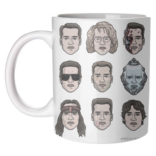The many faces of Schwarzenegger - unique mug by Dale Cullinane