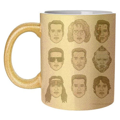 The many faces of Schwarzenegger - unique mug by Dale Cullinane