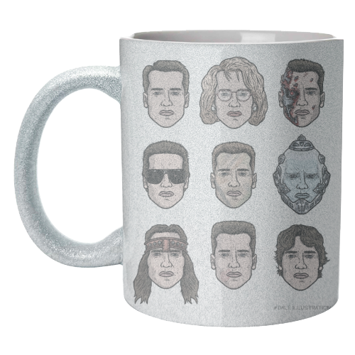 The many faces of Schwarzenegger - unique mug by Dale Cullinane