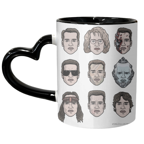 The many faces of Schwarzenegger - unique mug by Dale Cullinane