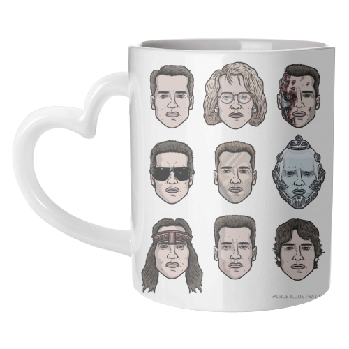 The many faces of Schwarzenegger - unique mug by Dale Cullinane