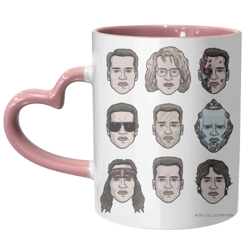 The many faces of Schwarzenegger - unique mug by Dale Cullinane