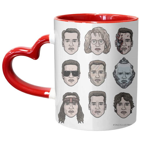 The many faces of Schwarzenegger - unique mug by Dale Cullinane