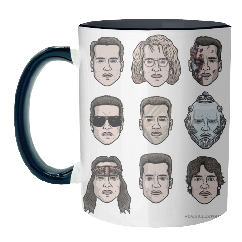 The many faces of Schwarzenegger - unique mug by Dale Cullinane