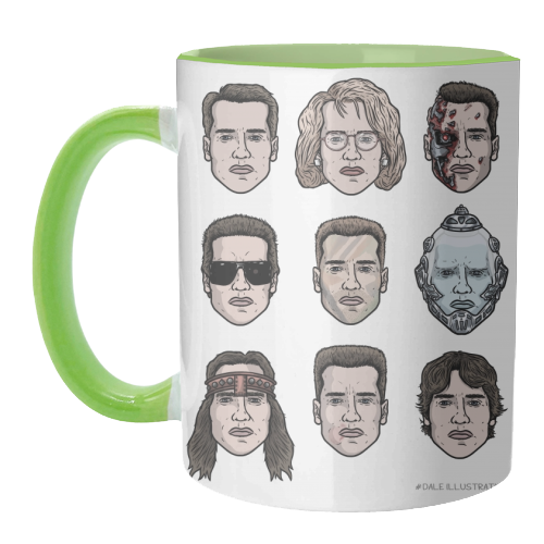 The many faces of Schwarzenegger - unique mug by Dale Cullinane